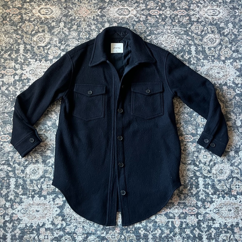 Wilfred Black Wool-Blend Ganna Shirt Jacket